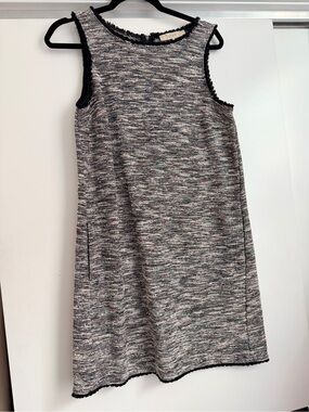 LOFT Tweed Shift Dress in Heathered Black with Multicolor Specks